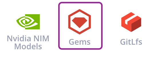 JFrog Artifactory repository type selection screen showing Gems selected as the repository type